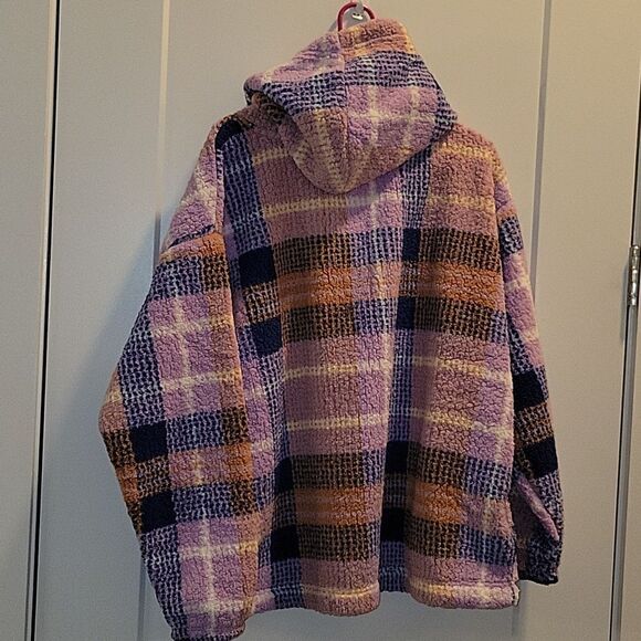 Wrangler Retro  Sherpa Fleece Sweatshirt Hoodie Purple Blue Orange XL NWT - Picture 5 of 5